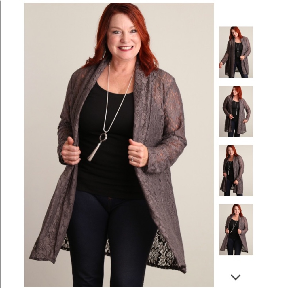PLUS MOCHA CROCHET CARDIGAN